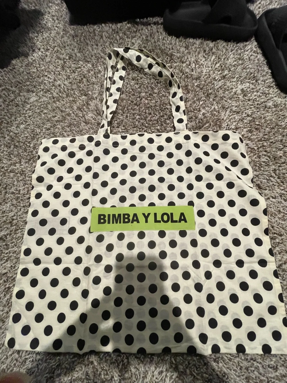 BIMBA Y LOLA Black Dot White Cotton Tote Bag